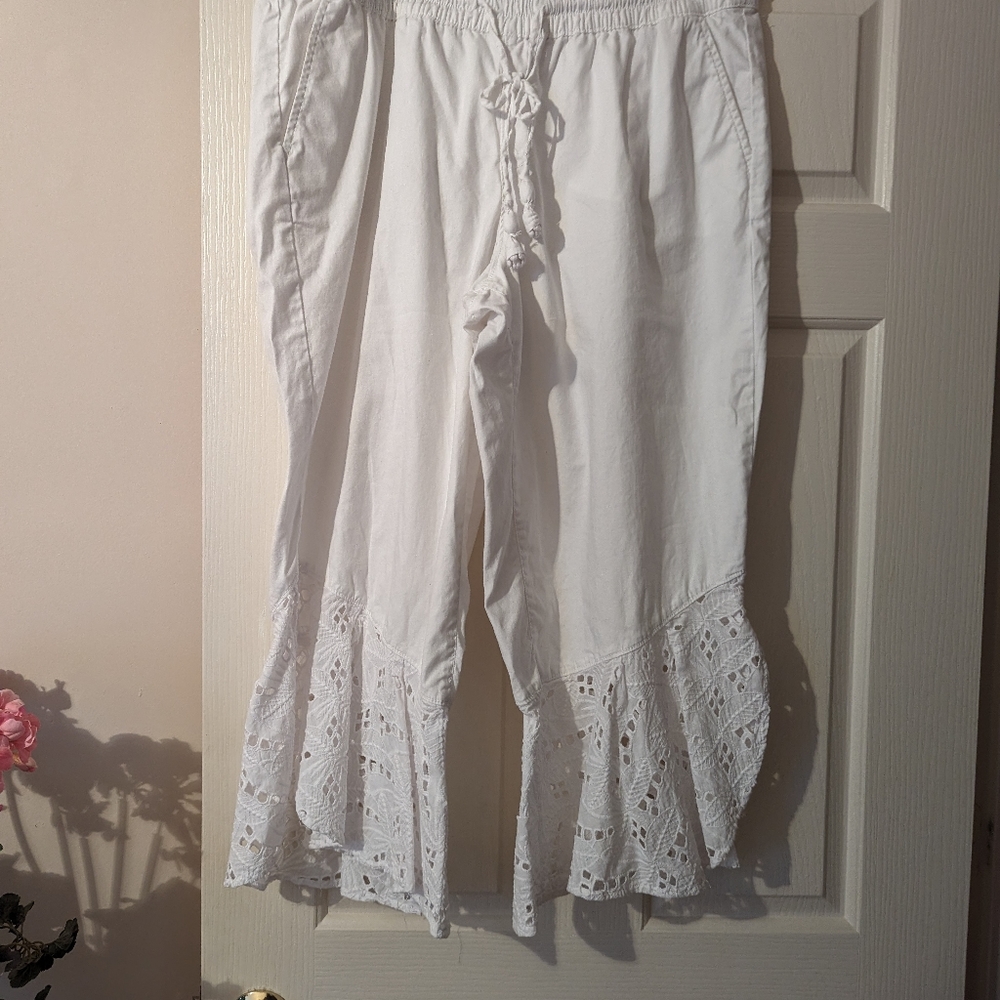 Lane Bryant boho white pants